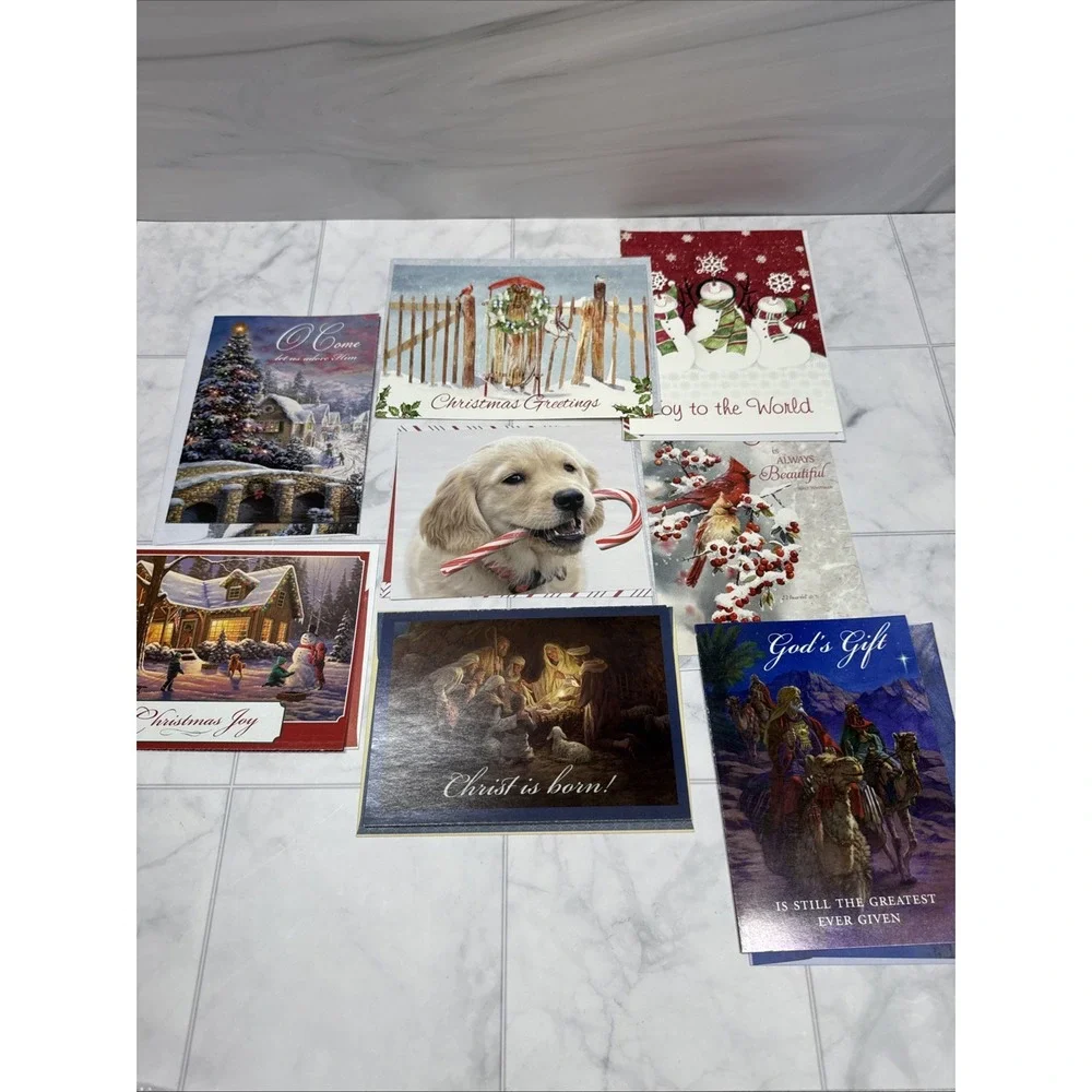 50 Assorted Christmas Holiday Greeting Cards with Messages and Envelopes New